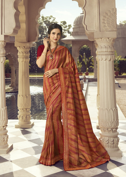 Vsaree Red Banglori Printed Pallu And Designer Border Saree With Banglori Blouse For Women