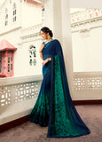 Vsaree Blue Banglory Designer And Printed Work With Georgette Saree And Heavy Rich Pallu