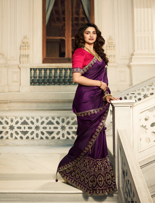 Vsaree Wine Banglori Printed And Designer Border Saree With Banglori Blouse For Women