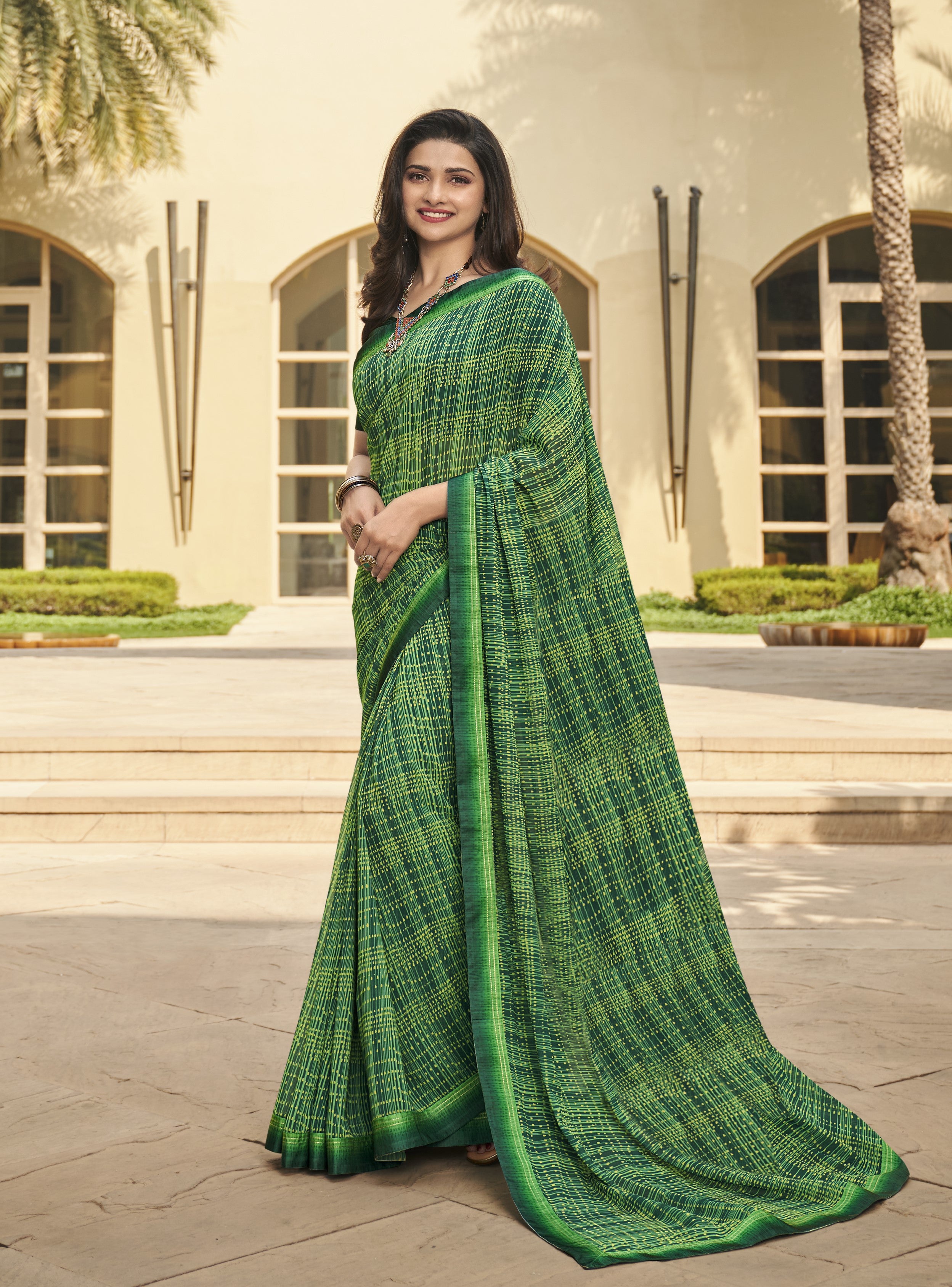 Vsaree Green Malai Silk Saree And Printed Pallu & Contrast Border With Malai Silk Blouse For Women