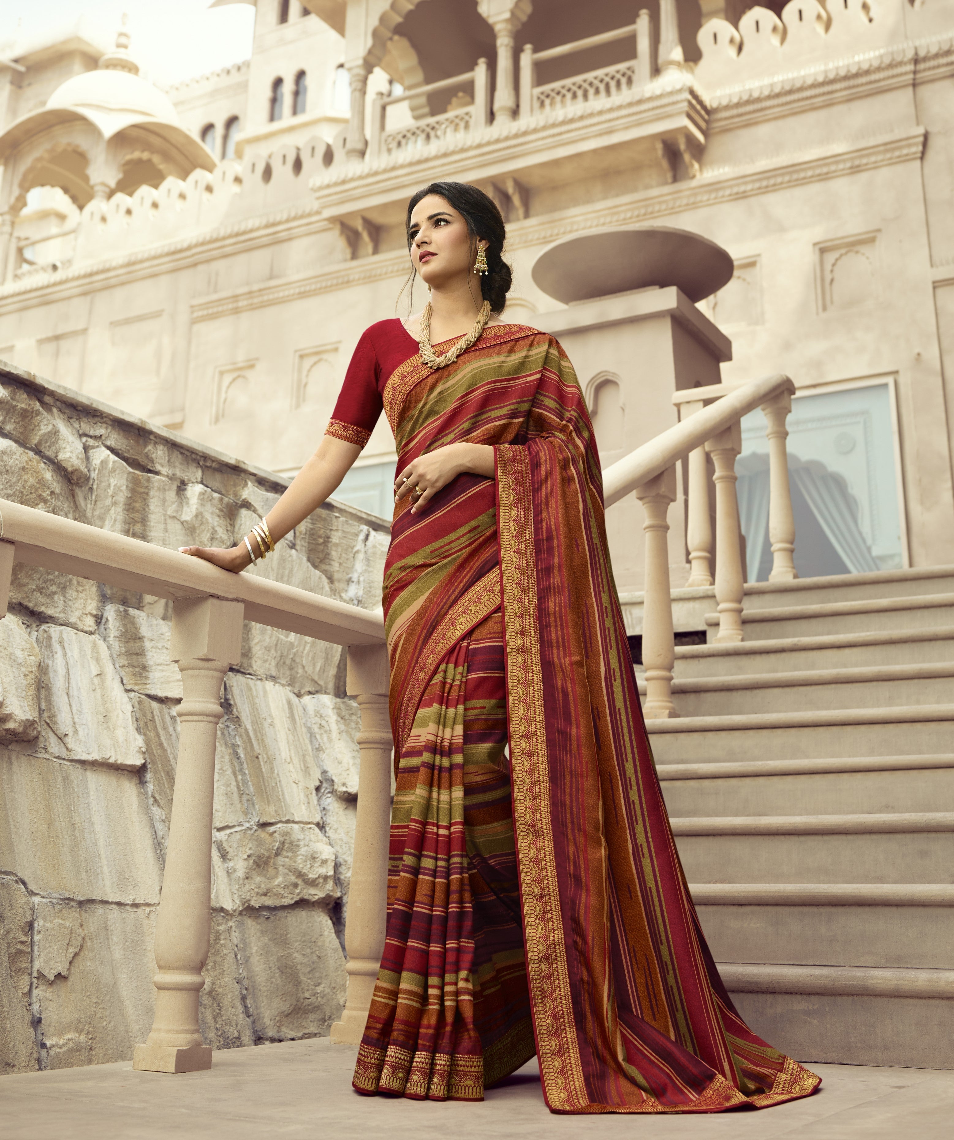 Vsaree Maroon Banglori Printed Pallu And Designer Border Saree With Banglori Blouse For Women