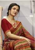 Vsaree Maroon Banglori Printed Pallu And Designer Border Saree With Banglori Blouse For Women