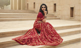 Vsaree Red Malai Silk Saree And Printed Pallu & Contrast Border With Malai Silk Blouse For Women