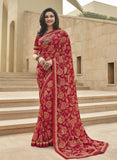 Vsaree Red Malai Silk Saree And Printed Pallu & Contrast Border With Malai Silk Blouse For Women