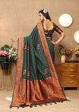 Vsaree Dark Green Soft Silk Saree With Heavy Rich Pallu And Zari Weaving Work With Blouse