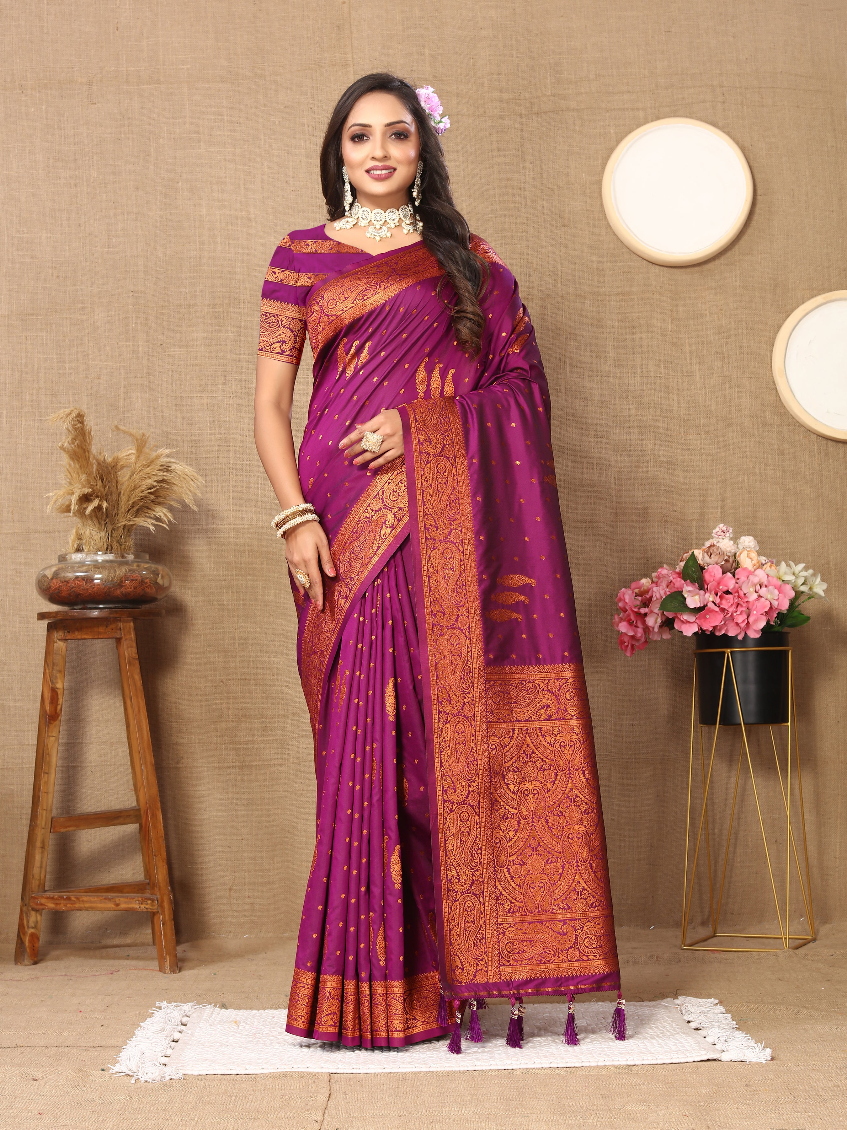 Vsaree Maroon Soft Silk Saree With Heavy Rich Pallu And Zari Weaving Work With Blouse