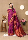 Vsaree Maroon Soft Silk Saree With Heavy Rich Pallu And Zari Weaving Work With Blouse