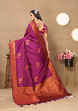 Vsaree Maroon Soft Silk Saree With Heavy Rich Pallu And Zari Weaving Work With Blouse