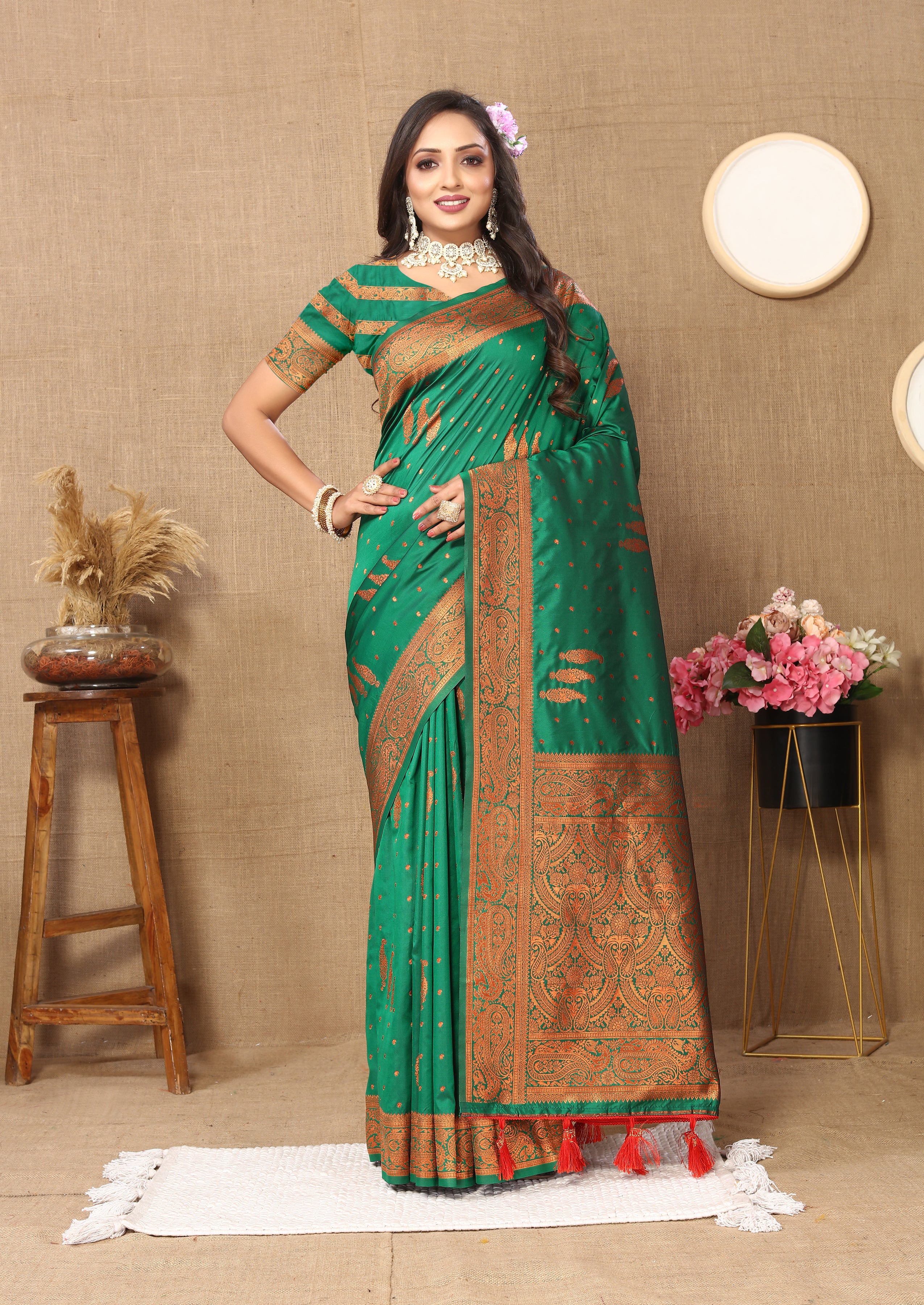 Vsaree Light Green Soft Silk Saree With Heavy Rich Pallu And Zari Weaving Work With Blouse