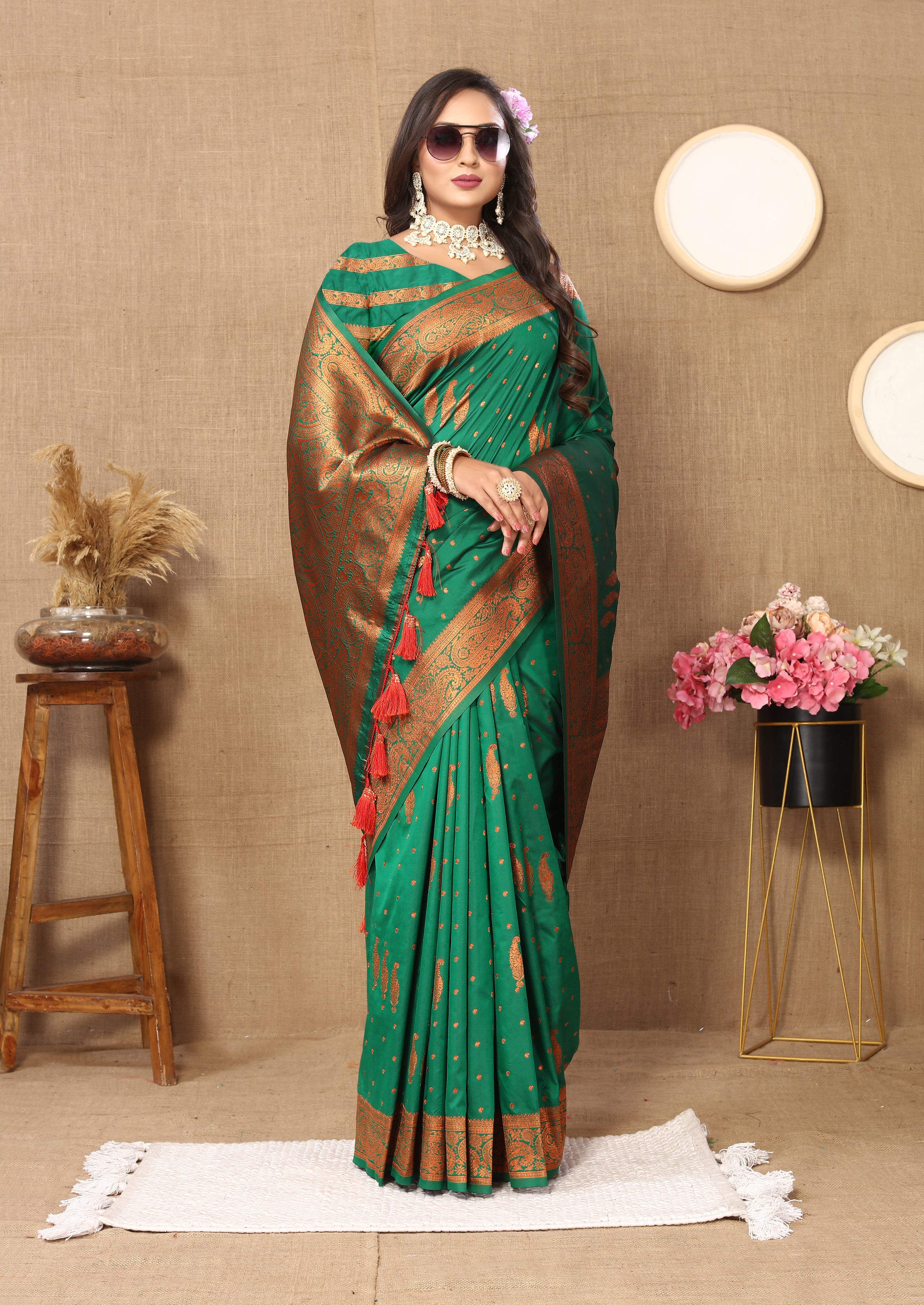 Vsaree Light Green Soft Silk Saree With Heavy Rich Pallu And Zari Weaving Work With Blouse