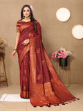 Vsaree Chocolate Soft Silk Saree With Heavy Rich Pallu And Zari Weaving Work With Blouse