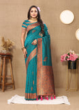 Vsaree Rama Soft Silk Saree With Heavy Rich Pallu And Zari Weaving Work With Blouse