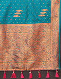 Vsaree Rama Soft Silk Saree With Heavy Rich Pallu And Zari Weaving Work With Blouse