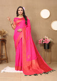 Vsaree Dark Pink Soft Silk Saree With Heavy Rich Pallu And Zari Weaving Work With Blouse