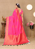 Vsaree Dark Pink Soft Silk Saree With Heavy Rich Pallu And Zari Weaving Work With Blouse