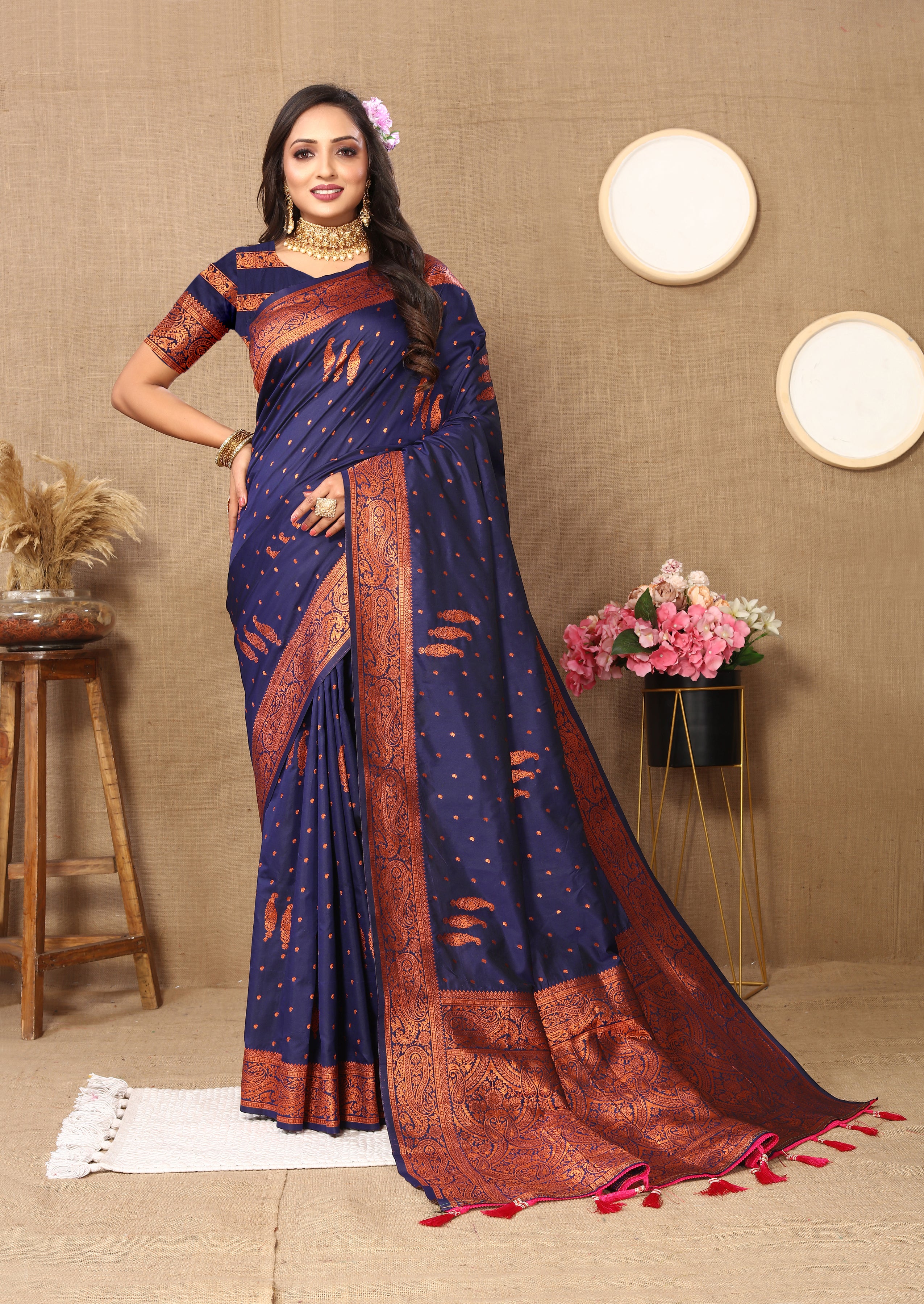 Vsaree Blue Soft Silk Saree With Heavy Rich Pallu And Zari Weaving Work With Blouse