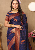 Vsaree Blue Soft Silk Saree With Heavy Rich Pallu And Zari Weaving Work With Blouse