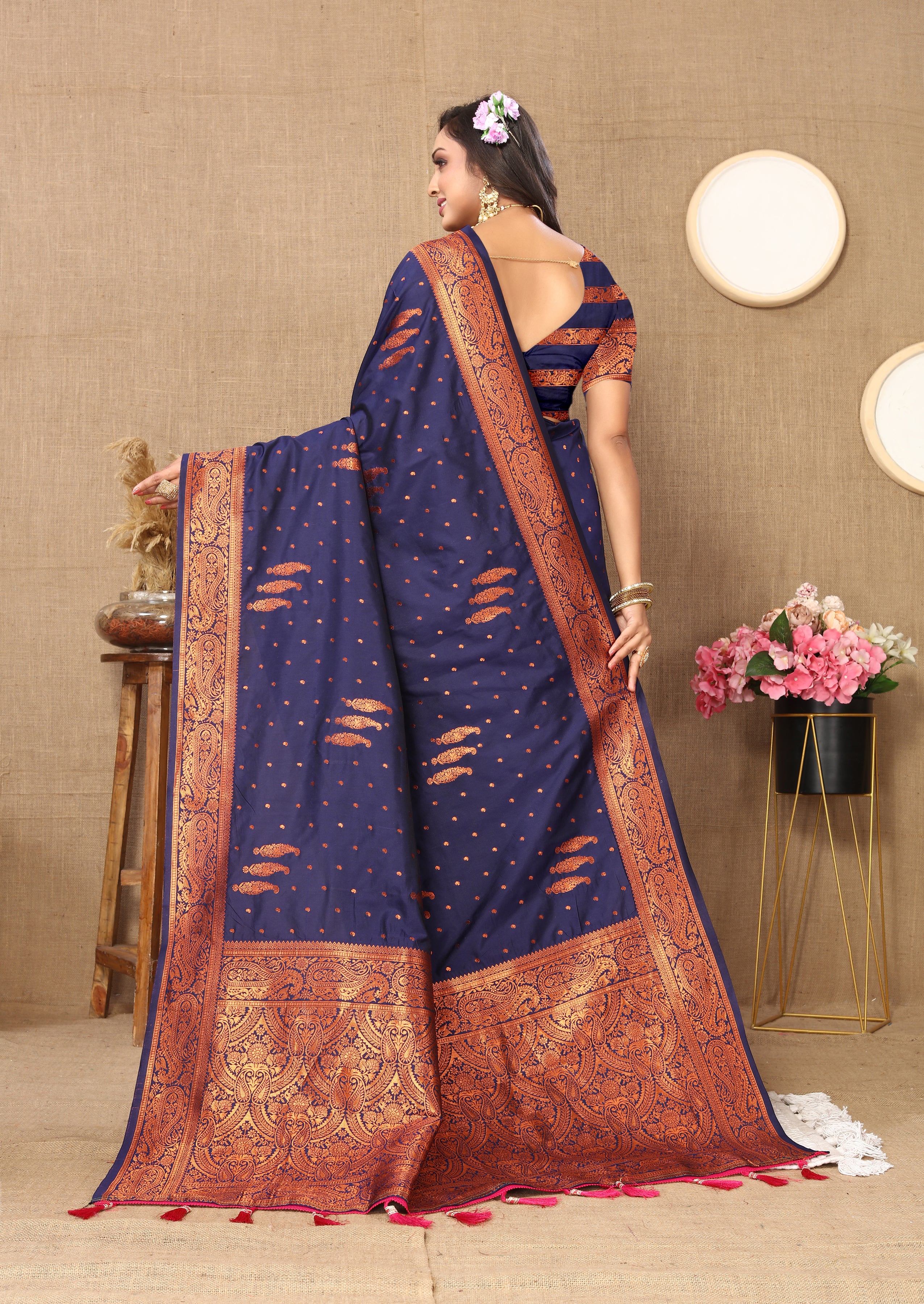 Vsaree Blue Soft Silk Saree With Heavy Rich Pallu And Zari Weaving Work With Blouse