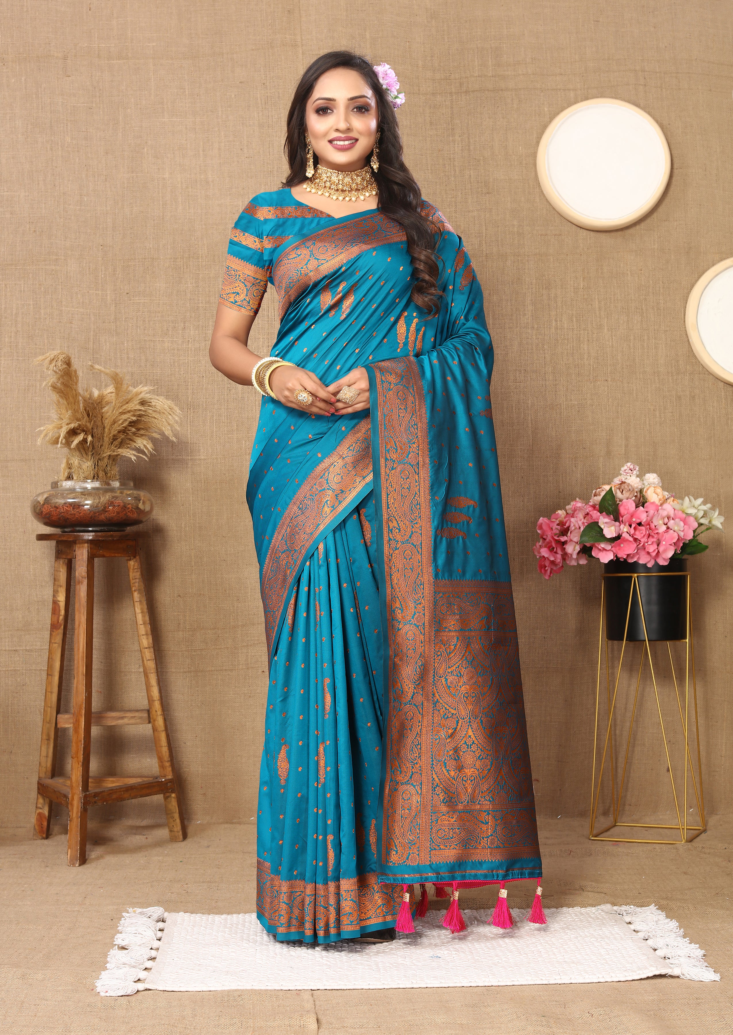 Vsaree Sky Blue Soft Silk Saree With Heavy Rich Pallu And Zari Weaving Work With Blouse