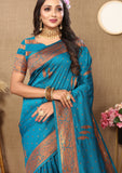 Vsaree Sky Blue Soft Silk Saree With Heavy Rich Pallu And Zari Weaving Work With Blouse