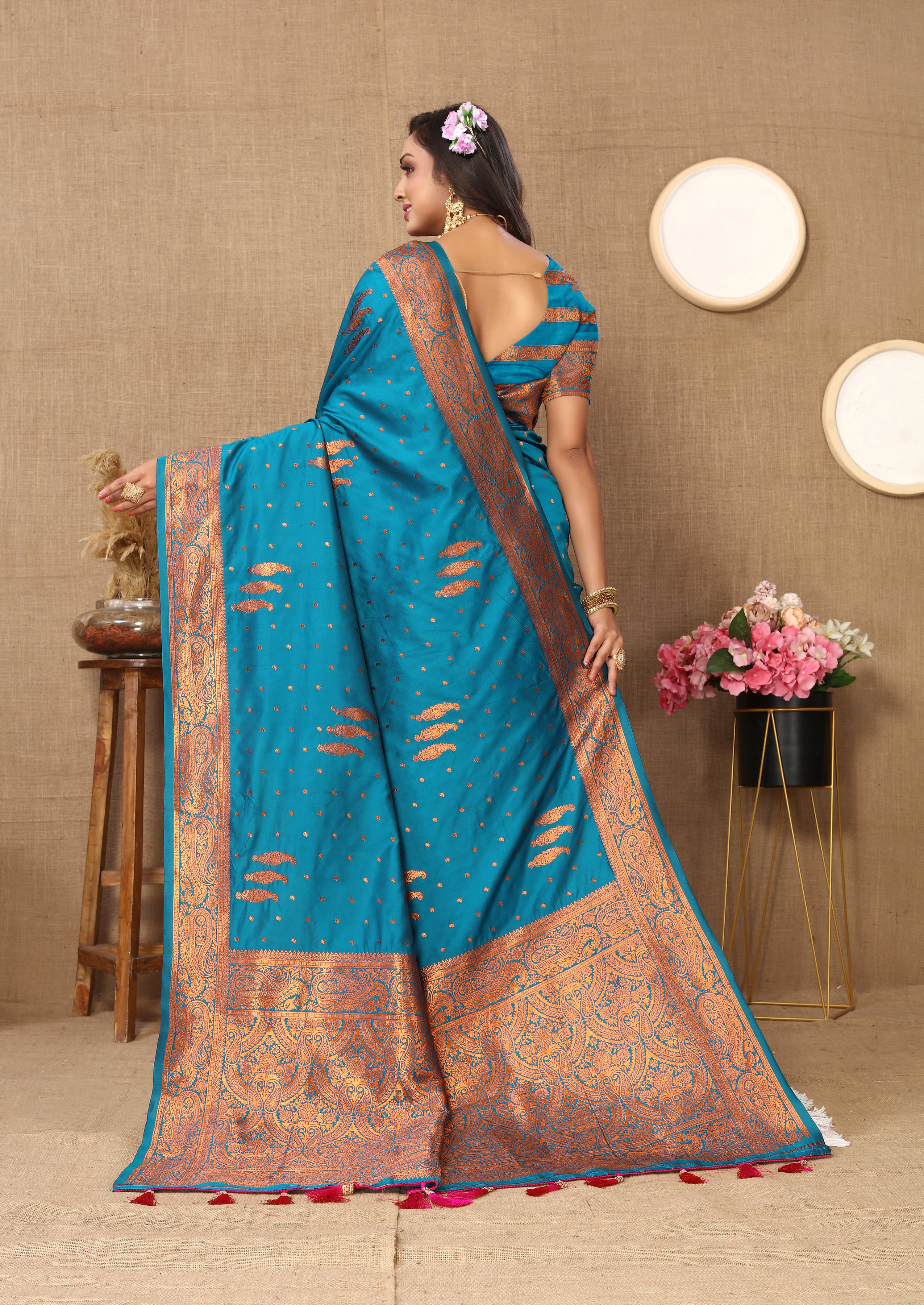 Vsaree Sky Blue Soft Silk Saree With Heavy Rich Pallu And Zari Weaving Work With Blouse