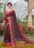 Vsaree Pink Soft Cotton Printed Saree With Heavy Border And Designer Saree And Blouse