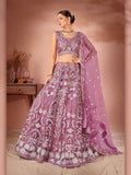 WOMEN'S LAVENDER PREMIUM NET SEQUANCE AND MULTI THREAD WORK OCCASION WEAR LEHENGA CHOLI