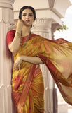 Vsaree Yellow Banglori Printed Pallu And Designer Border Saree With Banglori Blouse For Women