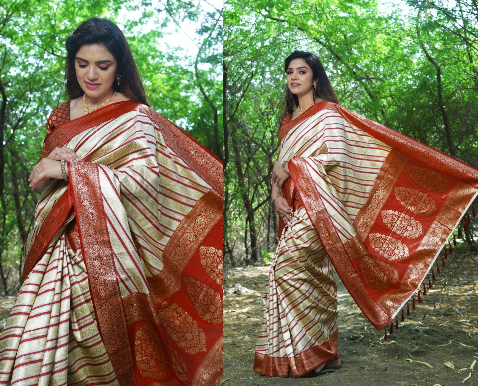 Designer Banarasi Leheriya Design Soft Silk Saree With Pure Golden Zari Border