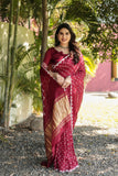 Indian Bandhej Silk Saree Wedding Party Clothing Trending Vsaree For Woman