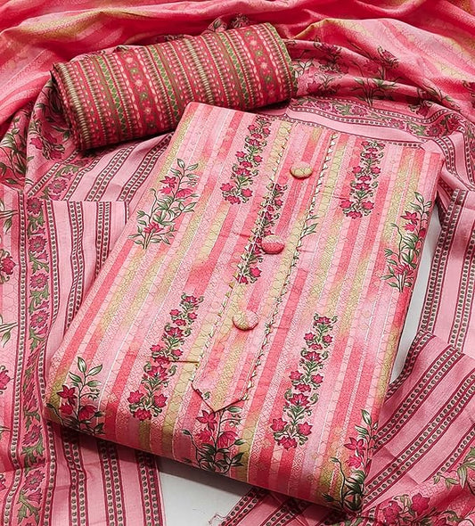 Zooara Pink Color Cotton Function And Wedding Dress Matrials With Bottom And Dupatta