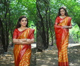 Designer Banarasi Leheriya Design Soft Silk Saree With Pure Golden Zari Border