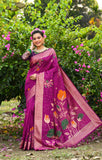 Vsaree Pink Tussar Silk Saree with Traditional Beautiful Madhubani Print On Pallu And Blouse