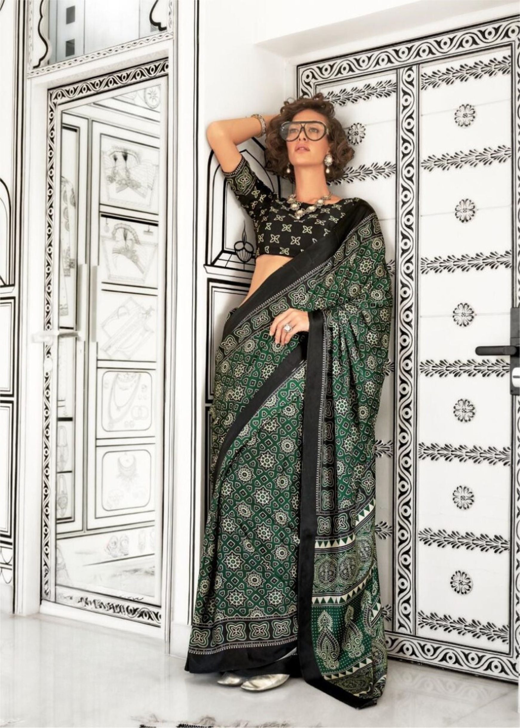 Vsaree Green Banarasi Silk Designer Saree With Banarasi Border And Blouse