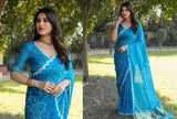 Indian Bandhej Silk Saree Wedding Party Clothing Trending Vsaree For Woman