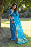 Indian Bandhej Silk Saree Wedding Party Clothing Trending Vsaree For Woman