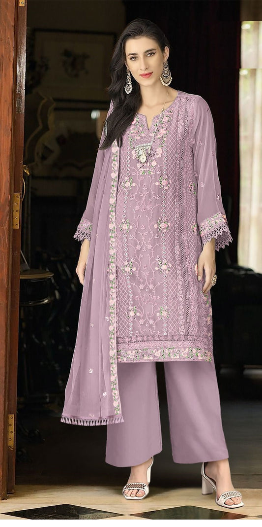 Function And Wedding Wear Pakistani Style  Emboidery Pure Georgette Semi Stitched Dress Matrials