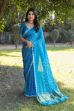 Indian Bandhej Silk Saree Wedding Party Clothing Trending Vsaree For Woman