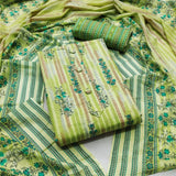 Zooara Green Color Cotton Function And Wedding Dress Matrials With Bottom And Dupatta