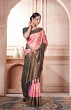 Vsaree Pink Kanchipuram Silk Saree With Designer Zari Weaving Border And Blouse