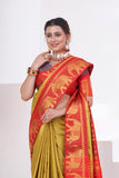 Vsaree Yellow Kanjivaram Silk Saree With Designer Zari Weaving Border And Blouse