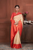 Vsaree Light Orange Kanjivaram Silk Saree With Designer Zari Weaving Border And Blouse