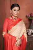 Vsaree Light Orange Kanjivaram Silk Saree With Designer Zari Weaving Border And Blouse