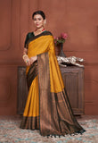 Vsaree Mustard Kanjivaram Silk Saree With Designer Zari Weaving Border And Blouse