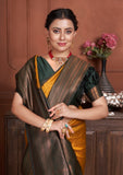 Vsaree Mustard Kanjivaram Silk Saree With Designer Zari Weaving Border And Blouse