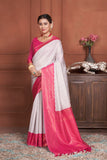 Vsaree Off White Kanjivaram Silk Saree With Designer Zari Weaving Border And Blouse