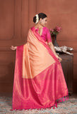 Vsaree Peach Kanjivaram Silk Saree With Designer Zari Weaving Border And Blouse