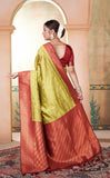 Vsaree Parrot Green Kanjivaram Silk Saree With Designer Zari Weaving Border And Blouse