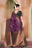 Vsaree Purple Kanjivaram Silk Saree With Designer Zari Weaving Border And Blouse