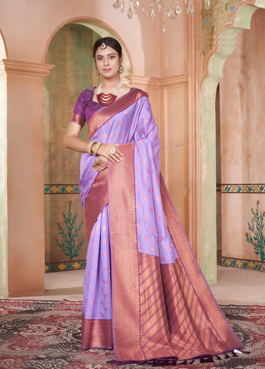 Vsaree Wine Kanjivaram Silk Saree With Designer Zari Weaving Border And Blouse